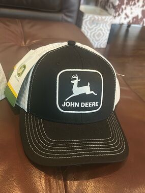 John Deere Black & White Logo Mesh Cap